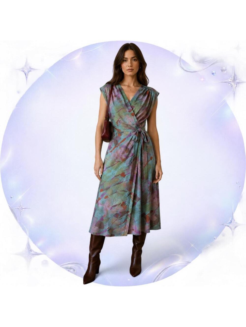 Vintage Winchester London Abstract Wrap Midi Dress Size 38